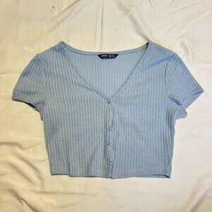SHEIN Crop Top with Buttons - Baby blue